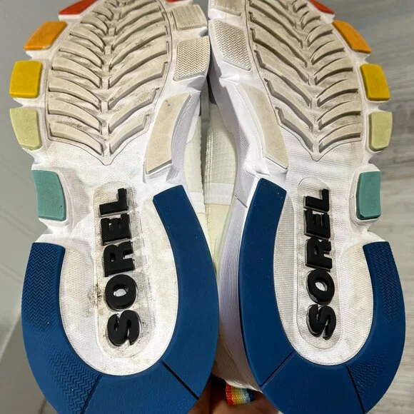 Sorel Kinetic Rush Ripstop Nylon Sneaker Shoe LM4603 Rainbow Pride White Men 8.5